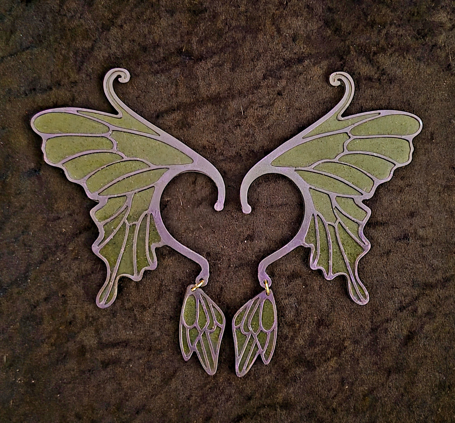 🦋 Handmade Resin Fairy Wing Ear Cuffs – Wearable Art
