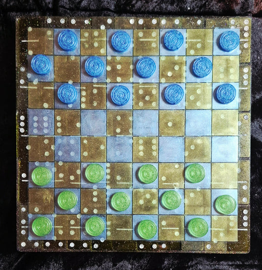 βοΈ Handmade Resin Checker Board Set β Artisan Game Table DΓ©cor
