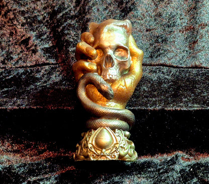 🐍 Hand of Transformation – Skull & Serpent Sculpture