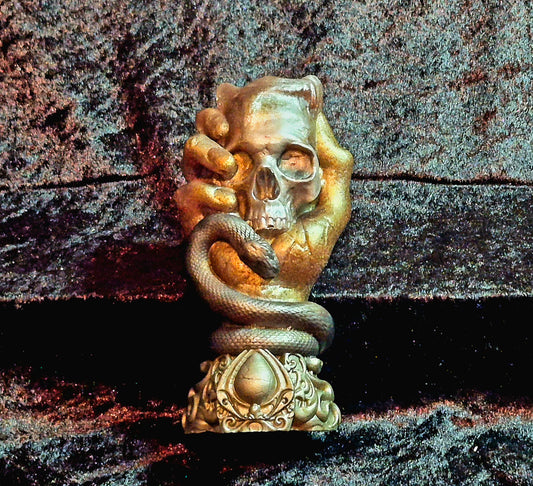 🐍 Hand of Transformation – Skull & Serpent Sculpture
