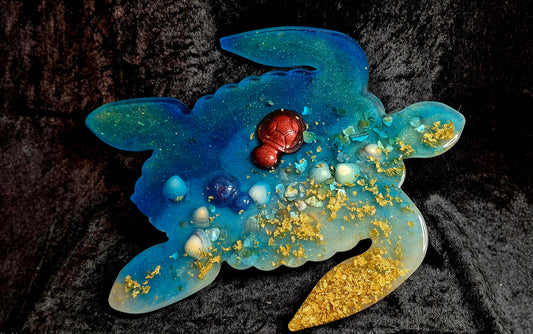 🐢 One-of-One Resin Sea Turtle Art Piece – Original Ocean-Inspired Art