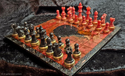 ♟️ Handmade Resin Chess Board Set – Custom Artisan Game with Matching Resin Pieces
