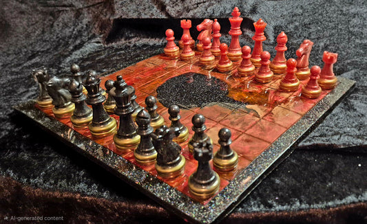 ♟️ Handmade Resin Chess Board Set – Custom Artisan Game with Matching Resin Pieces