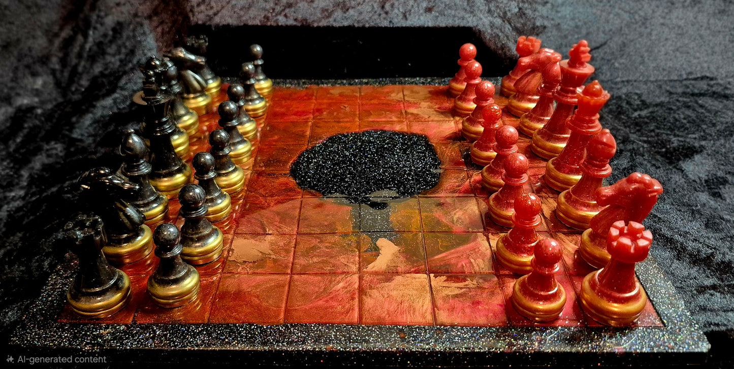 ♟️ Handmade Resin Chess Board Set – Custom Artisan Game with Matching Resin Pieces