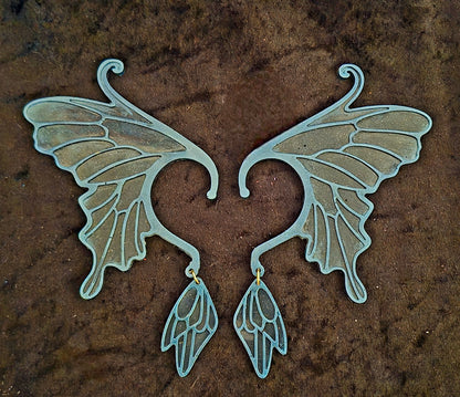🦋 Handmade Resin Fairy Wing Ear Cuffs – Wearable Art