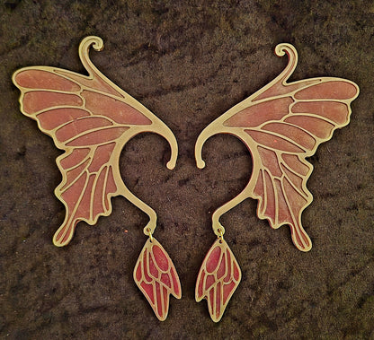 🦋 Handmade Resin Fairy Wing Ear Cuffs – Wearable Art