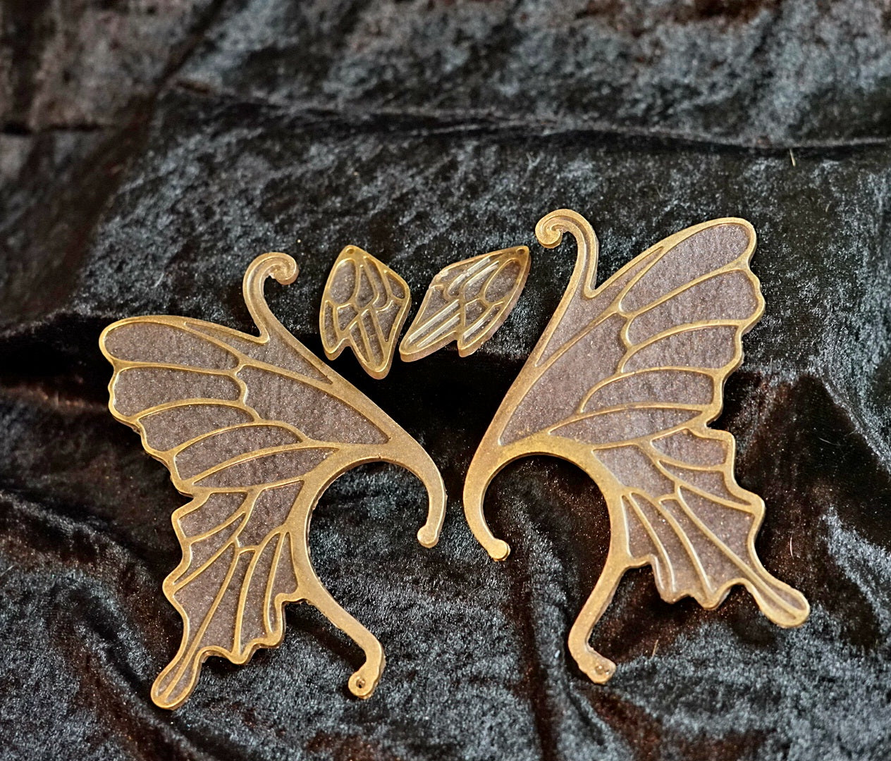 🦋 Handmade Resin Fairy Wing Ear Cuffs – Wearable Art
