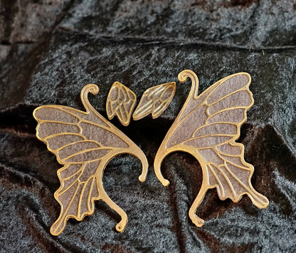 🦋 Handmade Resin Fairy Wing Ear Cuffs – Wearable Art